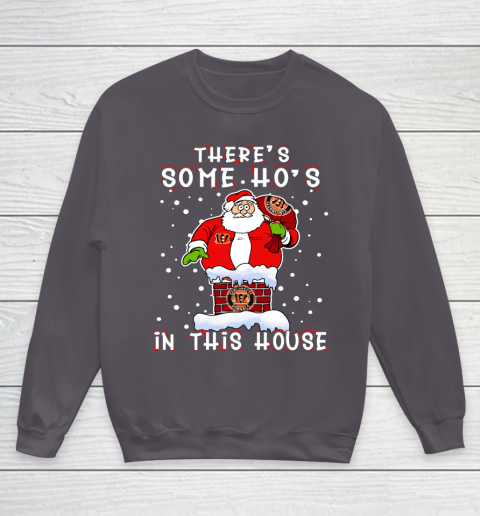 Cincinnati Bengals Christmas There Is Some Hos In This House Santa Stuck In The Chimney NFL Youth Sweatshirt - Image 6
