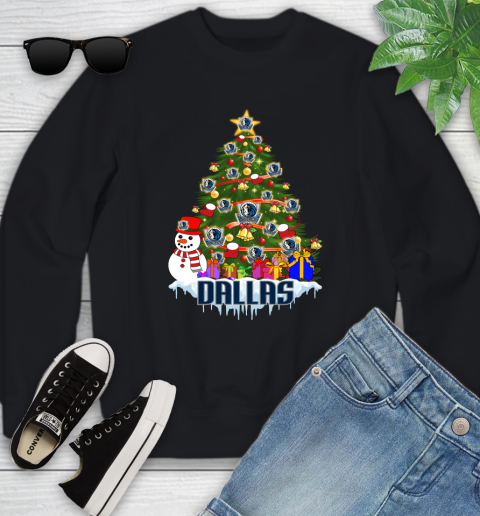 Dallas Mavericks Merry Christmas NBA Basketball Sports Youth Sweatshirt - Image 3
