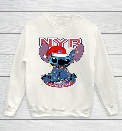 New York Rangers NHL Hockey noel stitch Christmas Youth Sweatshirt