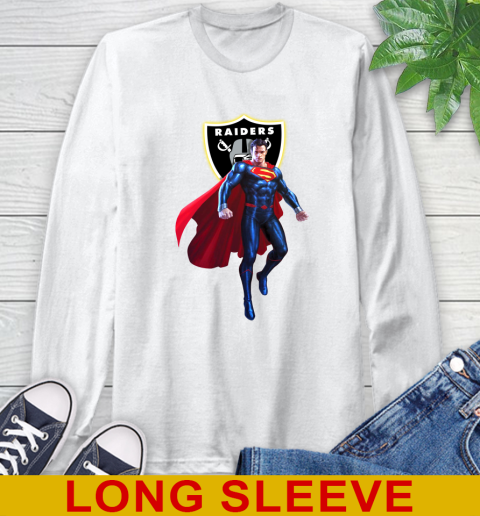 NFL Superman DC Sports Football Oakland Raiders Long Sleeve T-Shirt