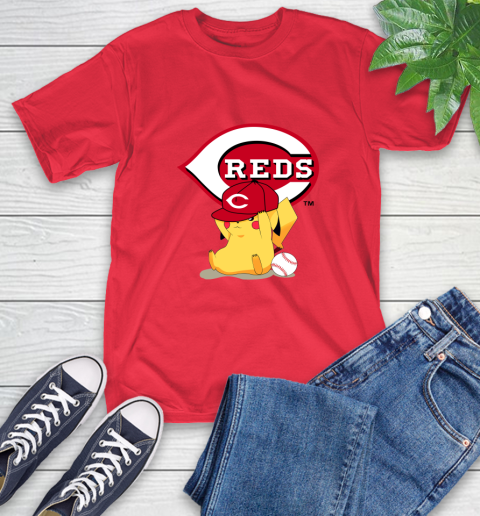 MLB Pikachu Baseball Sports Cincinnati Reds T-Shirt 10