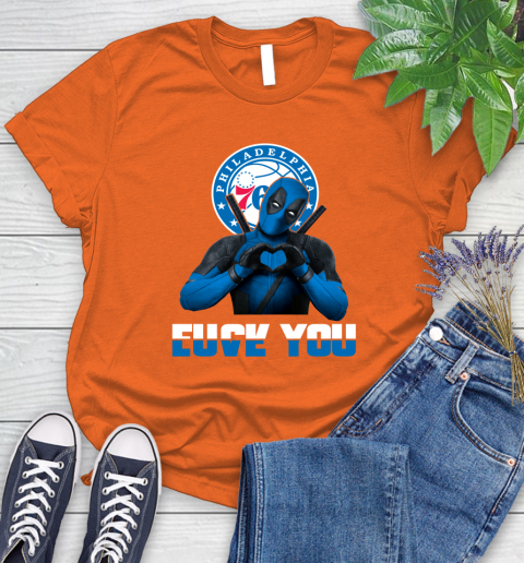 NBA Philadelphia 76ers Deadpool Love You Fuck You Basketball Sports Women's T-Shirt 3