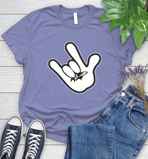Baltimore Ravens NFL Football Mickey Rock Hand Disney Women's T-Shirt 11