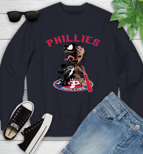 MLB Philadelphia Phillies Baseball Venom Groot Guardians Of The Galaxy Youth Sweatshirt 3
