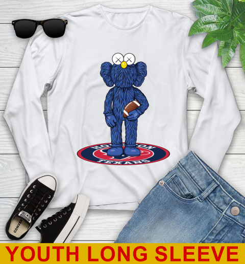 NFL Football Houston Texans Kaws Bff Blue Figure Shirt Youth Long Sleeve