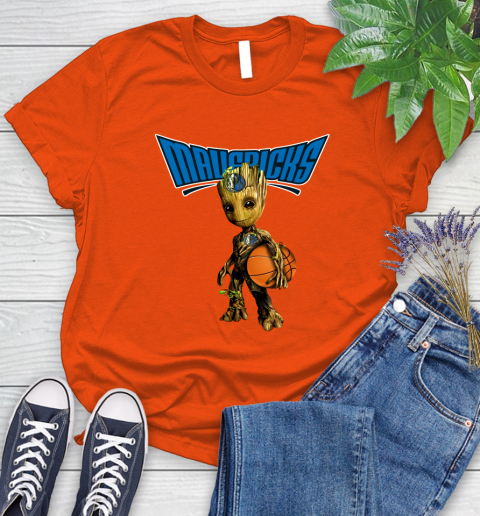 Dallas Mavericks NBA Basketball Groot Marvel Guardians Of The Galaxy Women's T-Shirt 4