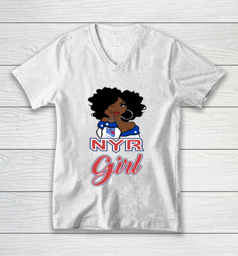 New York Rangers Girl NHL V-Neck T-Shirt 2