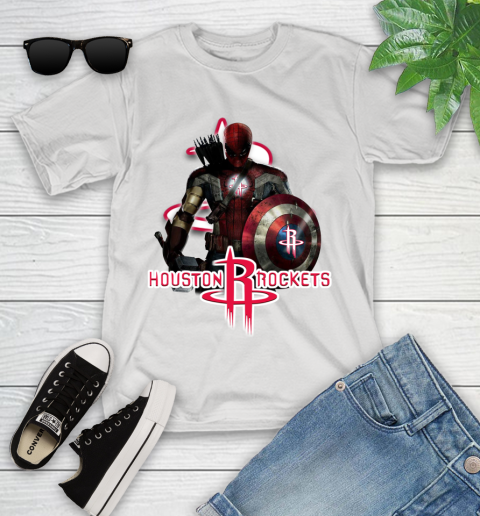 Houston Rockets NBA Basketball Captain America Thor Spider Man Hawkeye Avengers Youth T-Shirt