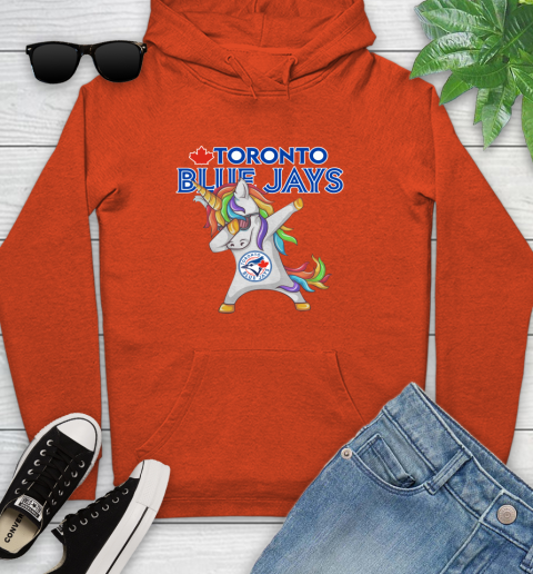 Toronto Blue Jays MLB Baseball Funny Unicorn Dabbing Sports Youth Hoodie 5