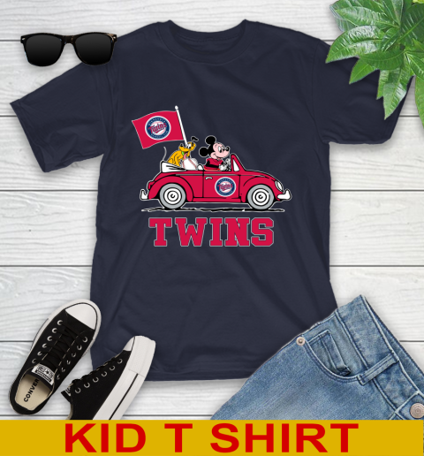 MLB Baseball Minnesota Twins Pluto Mickey Driving Disney Shirt Youth T-Shirt 3