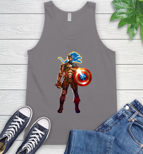 NFL Captain America Marvel Avengers Endgame Football Sports Detroit Lions Tank Top 7
