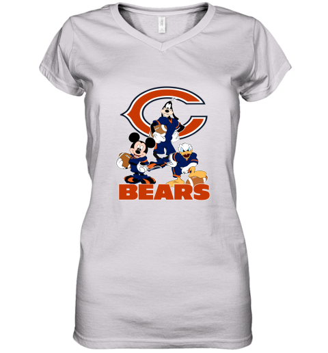 Mickey Donald Goofy The Three Chicago Bears Football Women's V-Neck T-Shirt