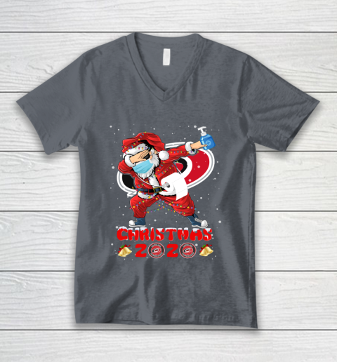 Carolina Hurricanes Funny Santa Claus Dabbing Christmas 2020 NHL V-Neck T-Shirt 4