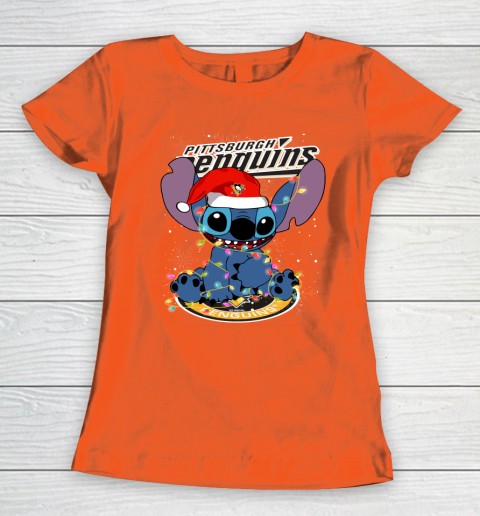 Pittsburgh Penguins NHL Hockey noel stitch Christmas Women's T-Shirt 2