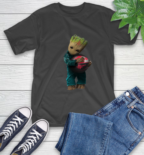NBA Groot Guardians Of The Galaxy Basketball Sports Houston Rockets T-Shirt 2