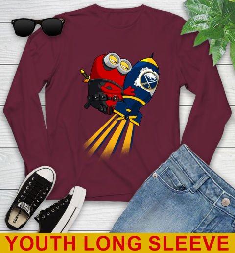 NHL Hockey Buffalo Sabres Deadpool Minion Marvel Shirt Youth Long Sleeve 6