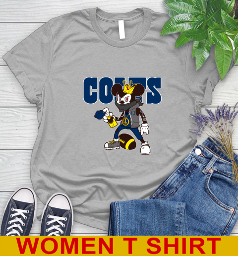 Indianapolis Colts NFL Football Mickey Peace Sign Sports Women's T-Shirt 5