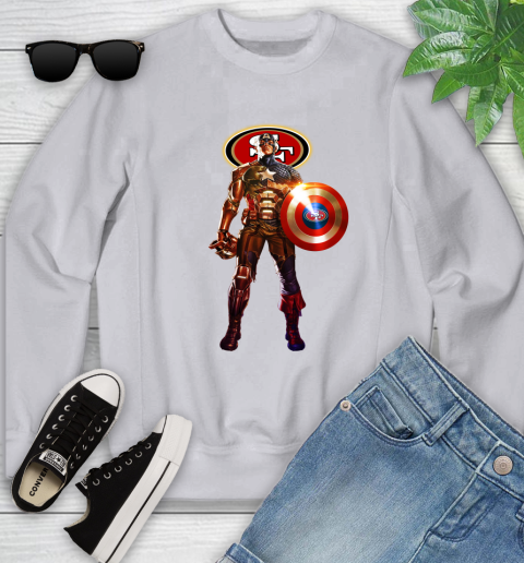 NFL Captain America Marvel Avengers Endgame Football Sports San Francisco 49ers Youth Sweatshirt 4