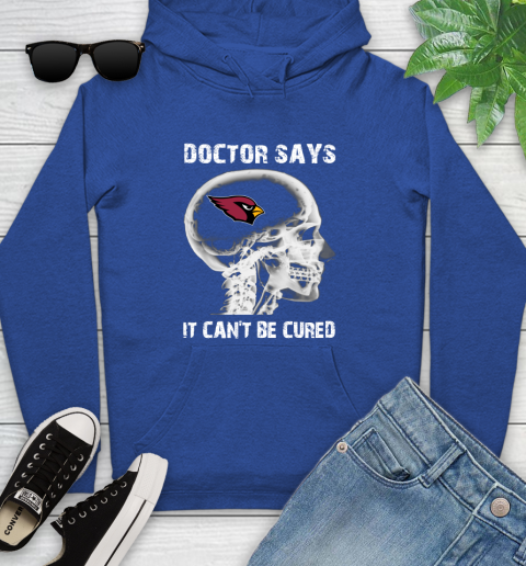NFL Arizona Cardinals Football Skull It Can't Be Cured Shirt Youth Hoodie 9