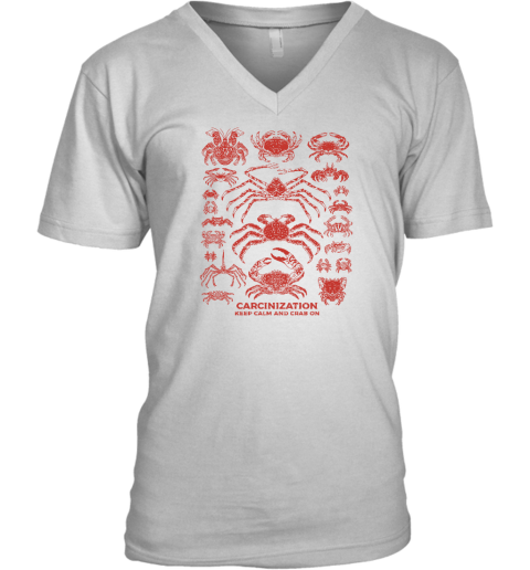 Carcinization Keep Calm Crab On V-Neck T-Shirt - Topshirtpro