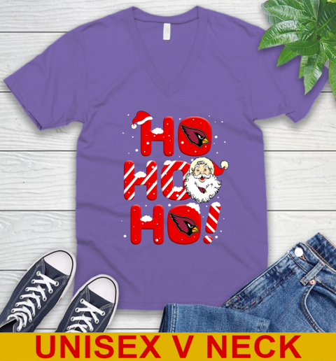 Arizona Cardinals NFL Football Ho Ho Ho Santa Claus Merry Christmas Shirt V-Neck T-Shirt 8