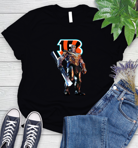 NFL Thanos Gauntlet Avengers Endgame Football Cincinnati Bengals Women's T-Shirt 2