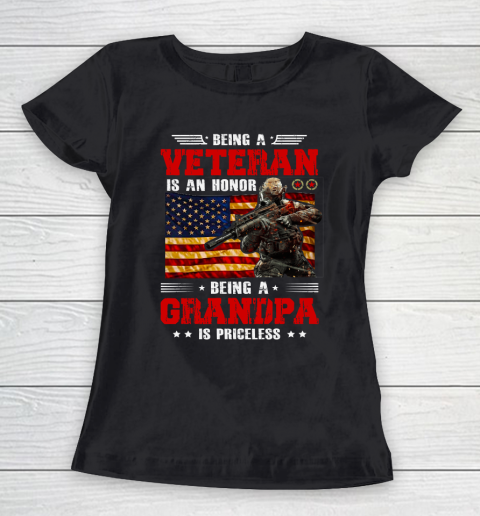 Veteran Shirt Being A Veterans is An Honor Being A Grandpa is Priceless Women's T-Shirt