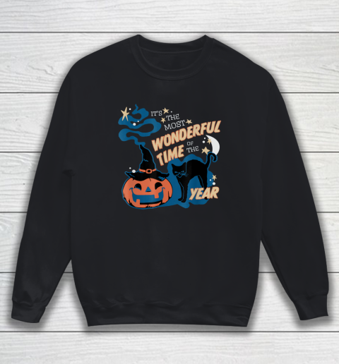 Black Cat Halloween Shirt It's the Most Wonderful Time Of The Year Sweatshirt