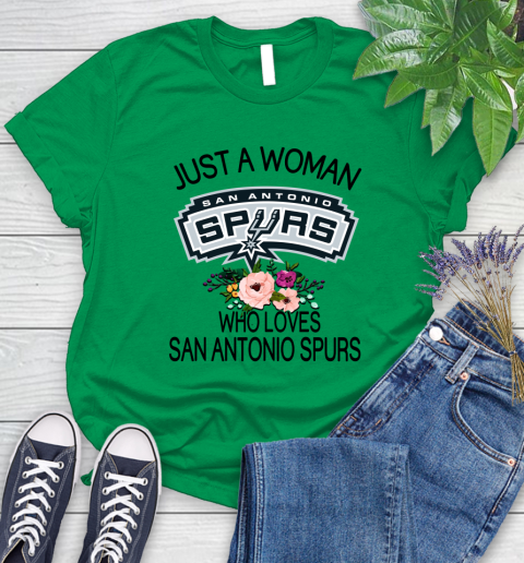 NBA Just A Woman Who Loves San Antonio Spurs Basketball Sports Women's T-Shirt 4