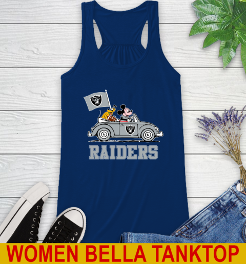 NFL Football Oakland Raiders Pluto Mickey Driving Disney Shirt Racerback Tank 9