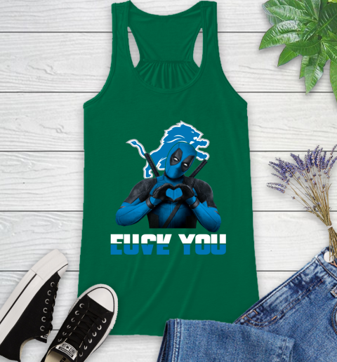 NHL Detroit Lions Deadpool Love You Fuck You Football Sports Racerback Tank 6