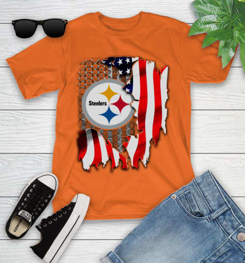 Pittsburgh Steelers NFL Football American Flag Youth T-Shirt 9