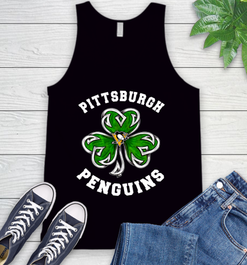 NHL Pittsburgh Penguins Three Leaf Clover St Patrick's Day Hockey Sports Tank Top