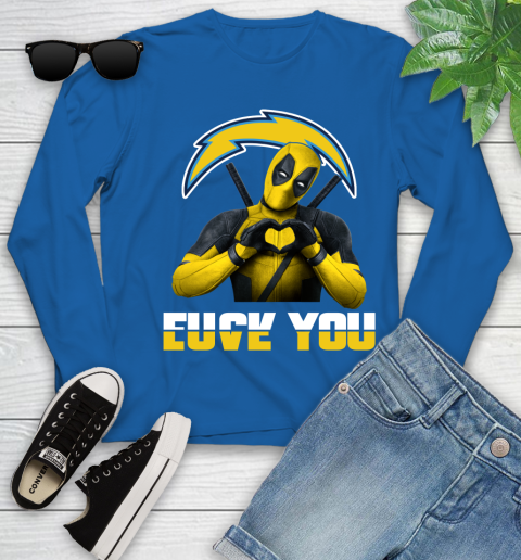 NHL San Diego Chargers Deadpool Love You Fuck You Football Sports Youth Long Sleeve 10