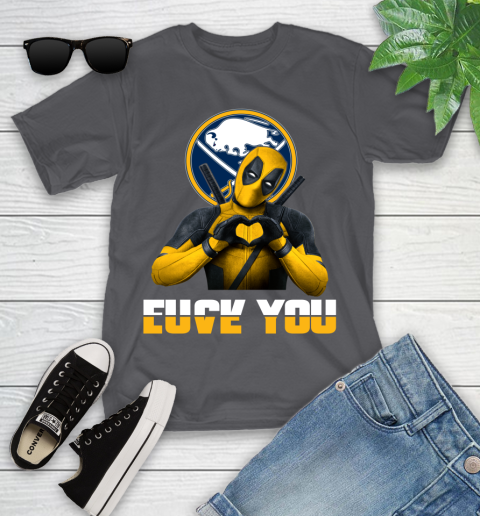 NHL Buffalo Sabres Deadpool Love You Fuck You Hockey Sports Youth T-Shirt 6