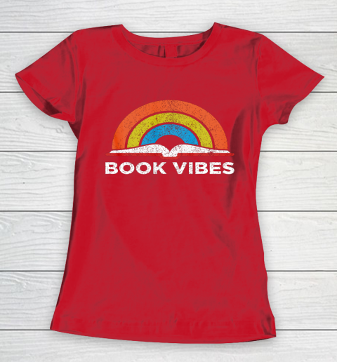 Reading Rainbow t shirt Vintage Retro Book Vibes Rainbow Gift for Reading Lovers Women's T-Shirt 9