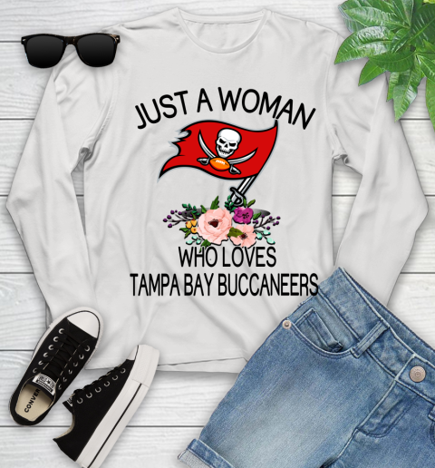 NFL Just A Woman Who Loves Tampa Bay Buccaneers Football Sports Youth Long Sleeve