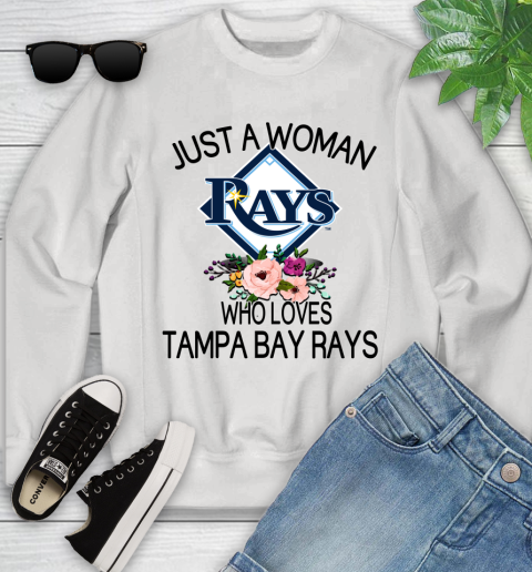 MLB Just A Woman Who Loves Tampa Bay Rays Baseball Sports Youth Sweatshirt