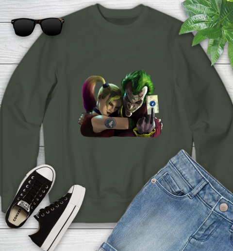 Minnesota Timberwolves NBA Basketball Joker Harley Quinn Suicide Squad Youth Sweatshirt 10