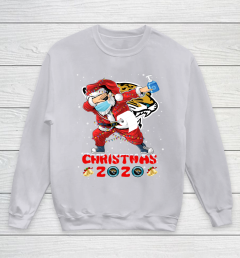 Jacksonville Jaguars Funny Santa Claus Dabbing Christmas 2020 NFL Youth Sweatshirt 3