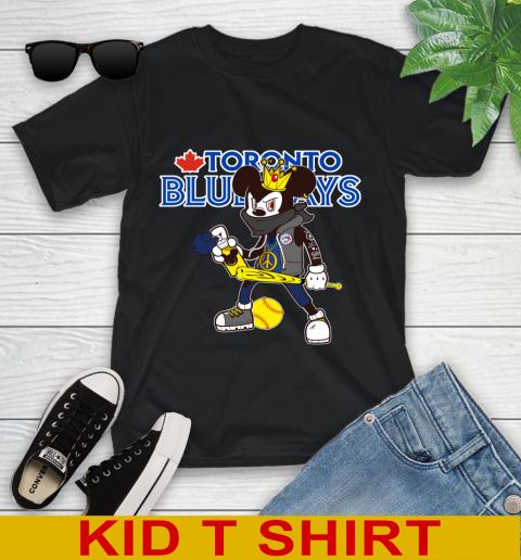 Toronto Blue Jays MLB Baseball Mickey Peace Sign Sports Youth T-Shirt 2