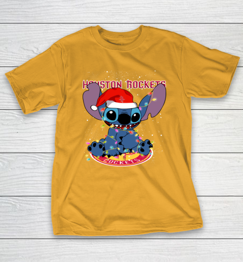 Houston Rockets NBA noel stitch Basketball Christmas T-Shirt 2