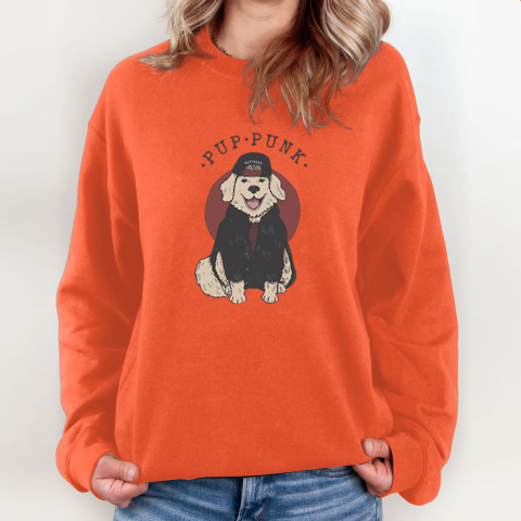 Pup Punk Funny Dog Sweatshirt vw3l pup punk funny dog sweatshirt 35 front orange