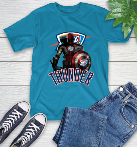 Oklahoma City Thunder NBA Basketball Captain America Thor Spider Man Hawkeye Avengers T-Shirt 8