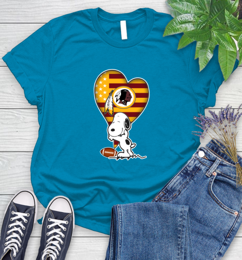 Washington Redskins NFL Football The Peanuts Movie Adorable Snoopy Women's T-Shirt 7