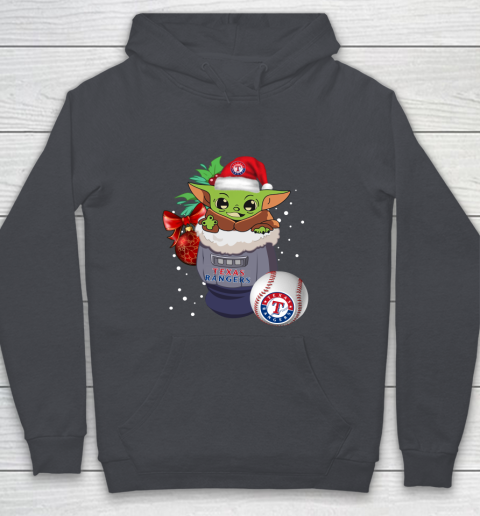 Texas Rangers Christmas Baby Yoda Star Wars Funny Happy MLB Youth Hoodie 7