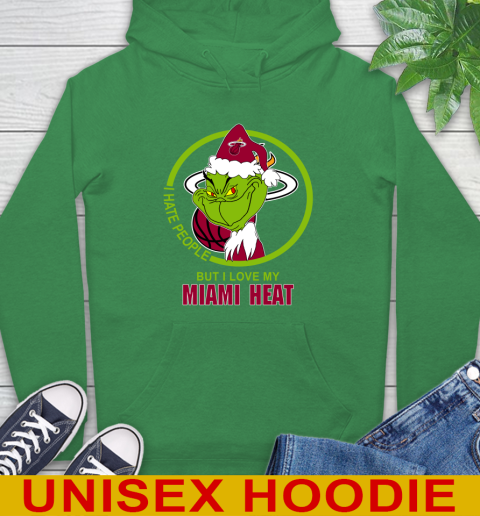 Miami Heat NBA Christmas Grinch I Hate People But I Love My Favorite Basketball Team Hoodie 8