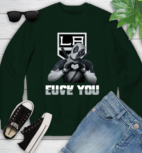 NHL Los Angeles Kings Deadpool Love You Fuck You Hockey Sports Youth Sweatshirt 9