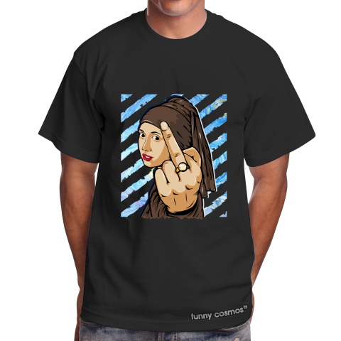Air Jordan 1 Mocha Matching Sneaker Tshier The girl With The Pearl Earing Middle Finger Black and Brown Jordan Tshirt