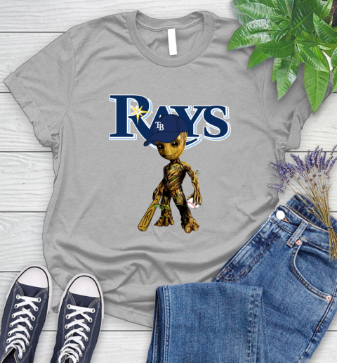 MLB Tampa Bay Rays Groot Guardians Of The Galaxy Baseball Women's T-Shirt 5